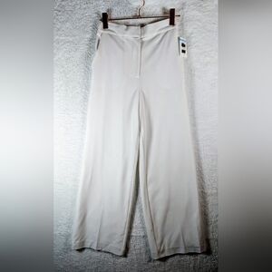 275-Halogen Cream Wide Leg Women's Pants Elastic Waistband High Rise